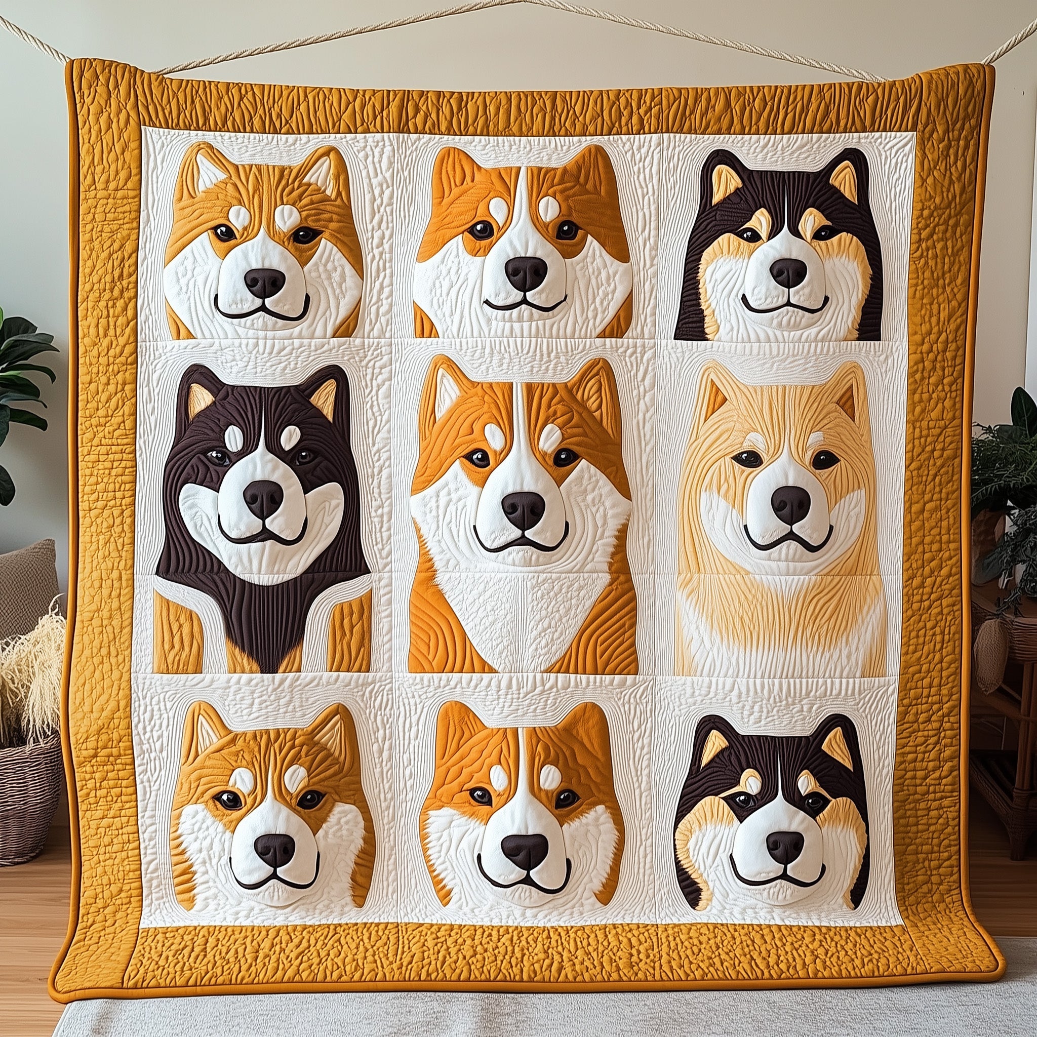 Shiba Quilted Blanket Nice Throw BlanketUnique Dog Presents  Xmas Holiday