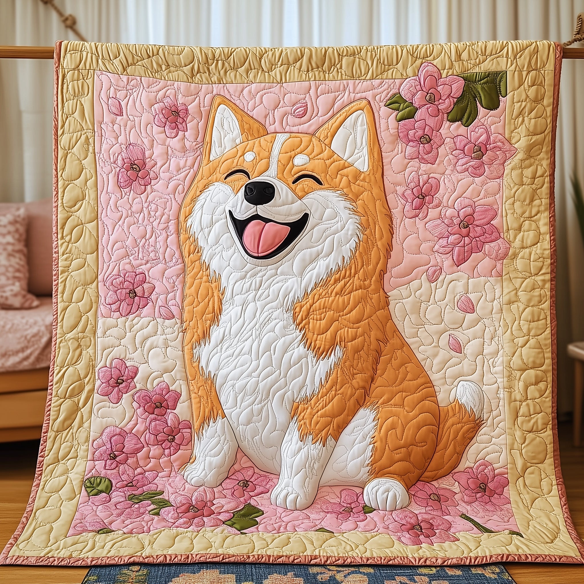 Shiba Quilted Blanket Nice Throw BlanketUnique Gifts For Dog Lovers