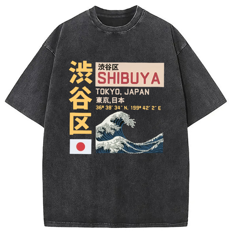 Shibuya Tokyo Japan Acid Washed T-Shirt Unisex Streetwear Graphic Style Gifts For Brother