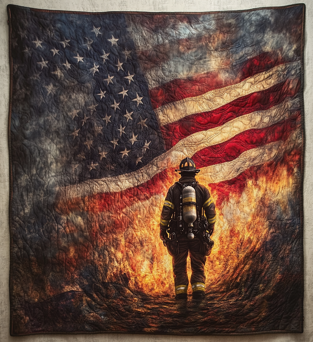 Shield of Honor Quilted Blanket Gift For Firefighter
