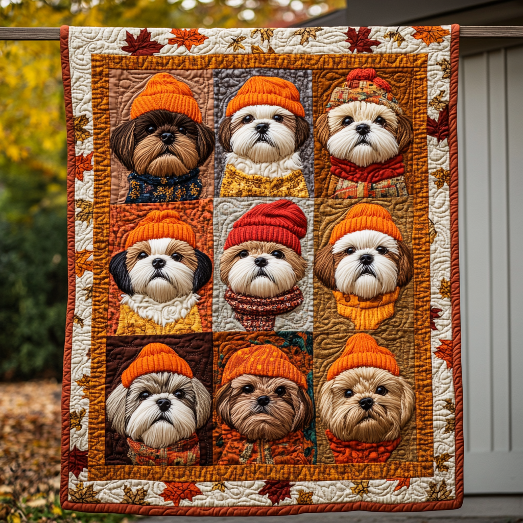 Shih Tzu Charm Quilted Blanket Gifts For Pet Owners