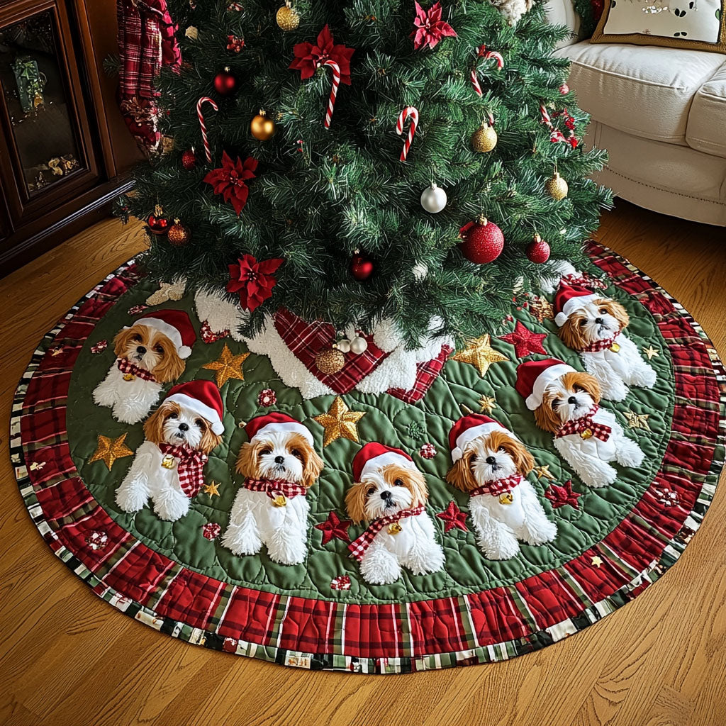 Shih Tzu Christmas Quilted Tree Skirt Xmas Indoor Decorations Christmas Gift Ideas For Dog Owners