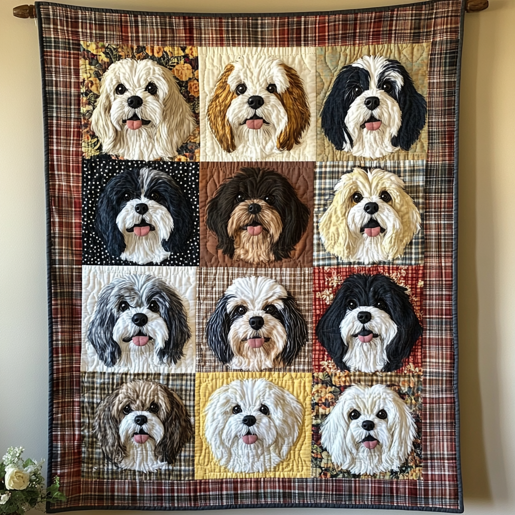 Shih Tzu Delight Quilted Blanket Gifts For Pet Owners