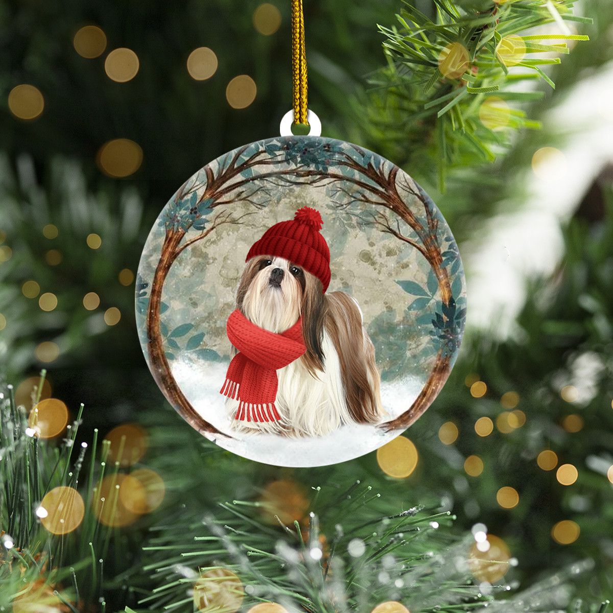 Shih Tzu Dog Christmas Ornament Hanging Tree Xmas Decorations Christmas Gift For Dog Lover