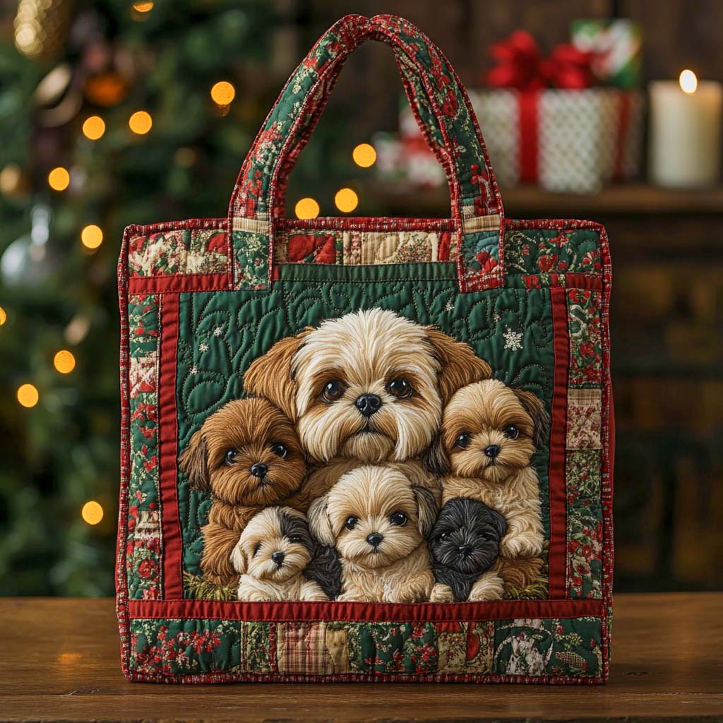 Shih Tzu Family Quilted Tote Bag Christmas Present For Inlaws