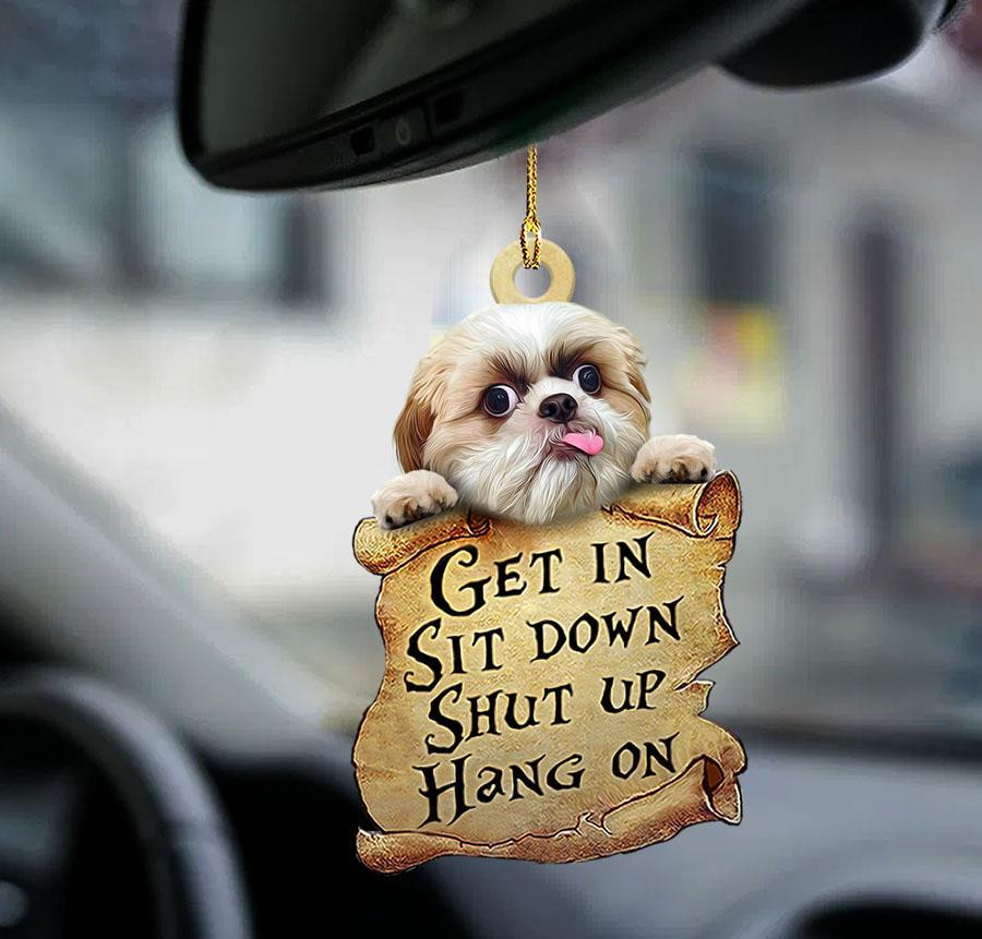 Shih tzu get in two sided ornament Cute Dog Ornaments For Car
