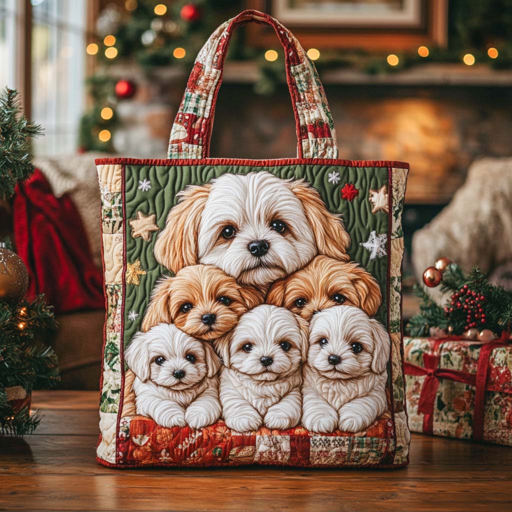 Shih Tzu Holiday Squad Quilted Tote Bag Gifts To Get Mother In Law For Christmas