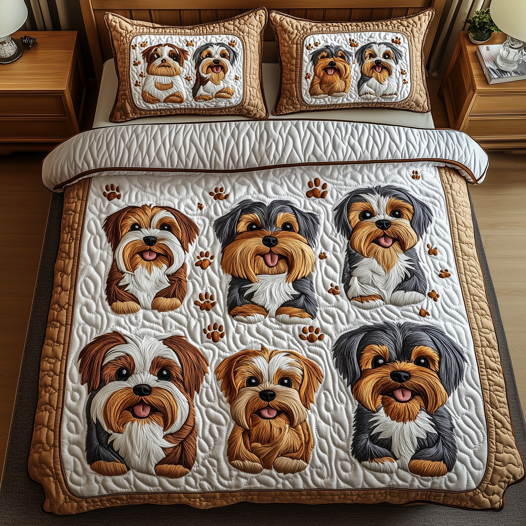 Shih Tzu Quilted Bedding Set Duvet Cover Bed Sheet Funny Dog Owner Gifts