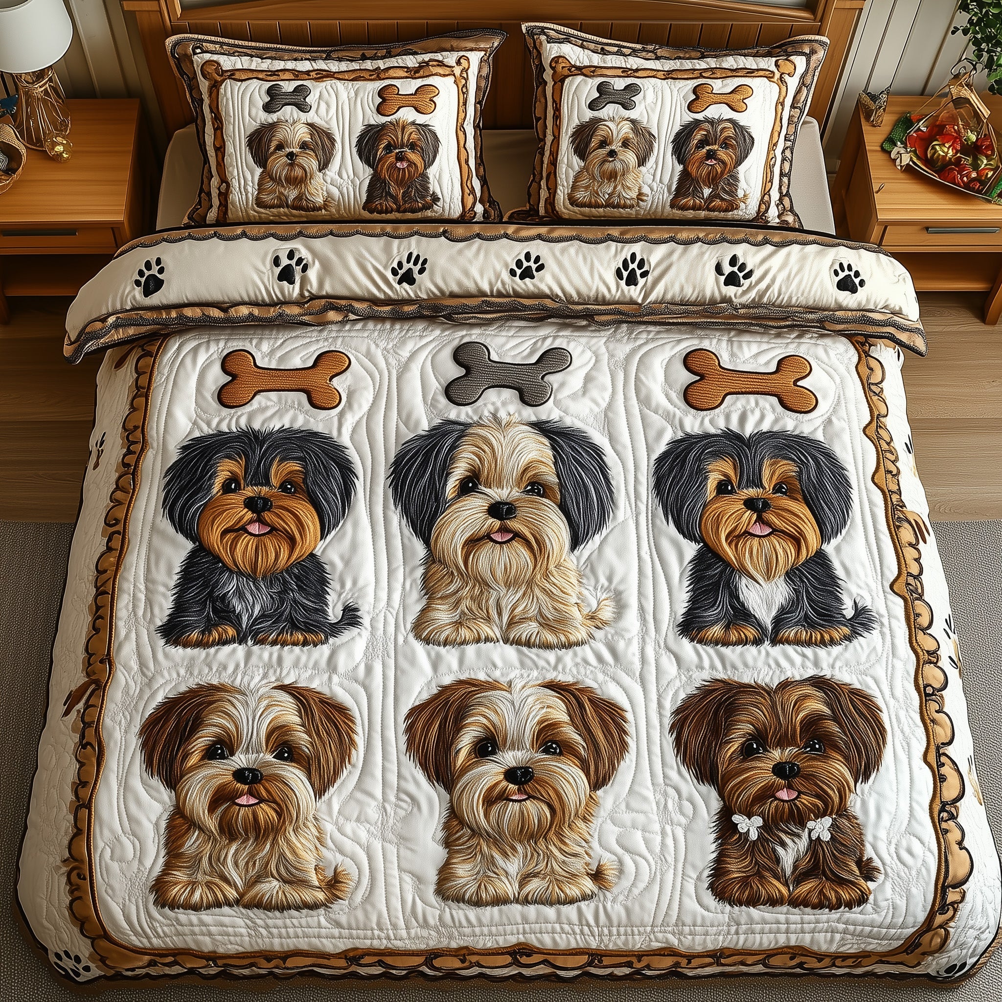 Shih Tzu Quilted Bedding Set Duvet Cover Bed Sheet Gifts For Dog Lovers For Him Her