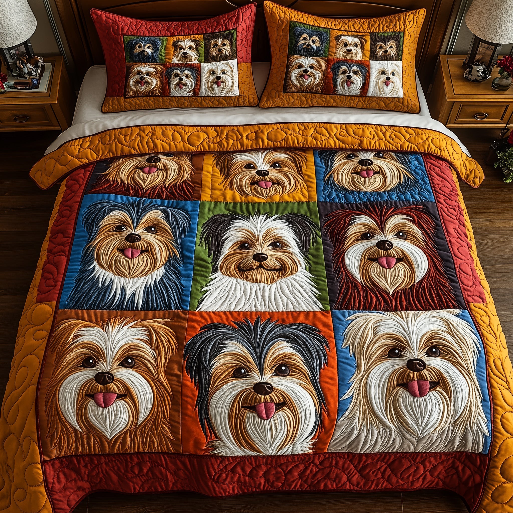 Shih Tzu Quilted Bedding Set Duvet Cover Bed Sheet Gifts For People Who Love Their Dog