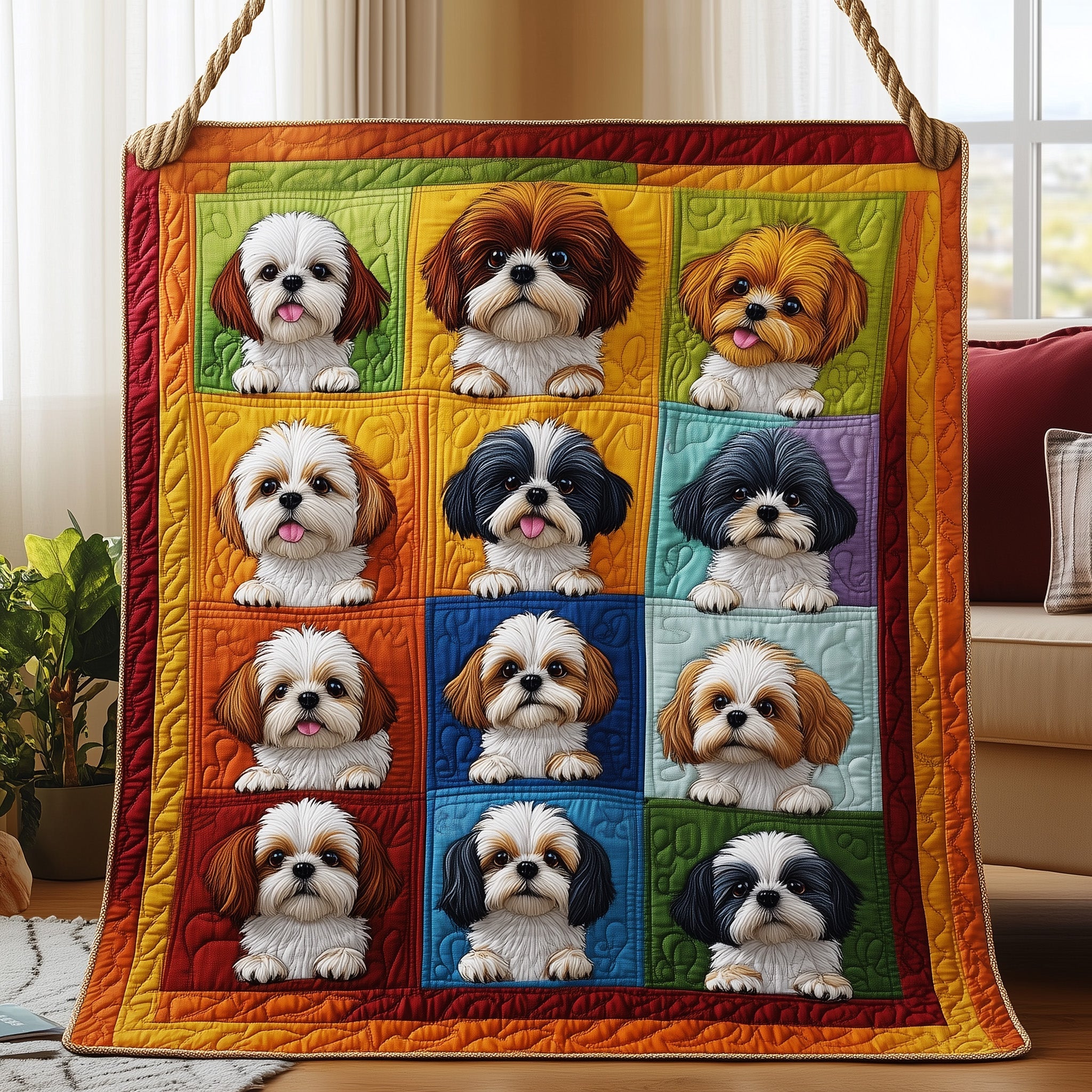 Shih Tzu Quilted Blanket Nice Throw Blanket Dog Themed Gifts