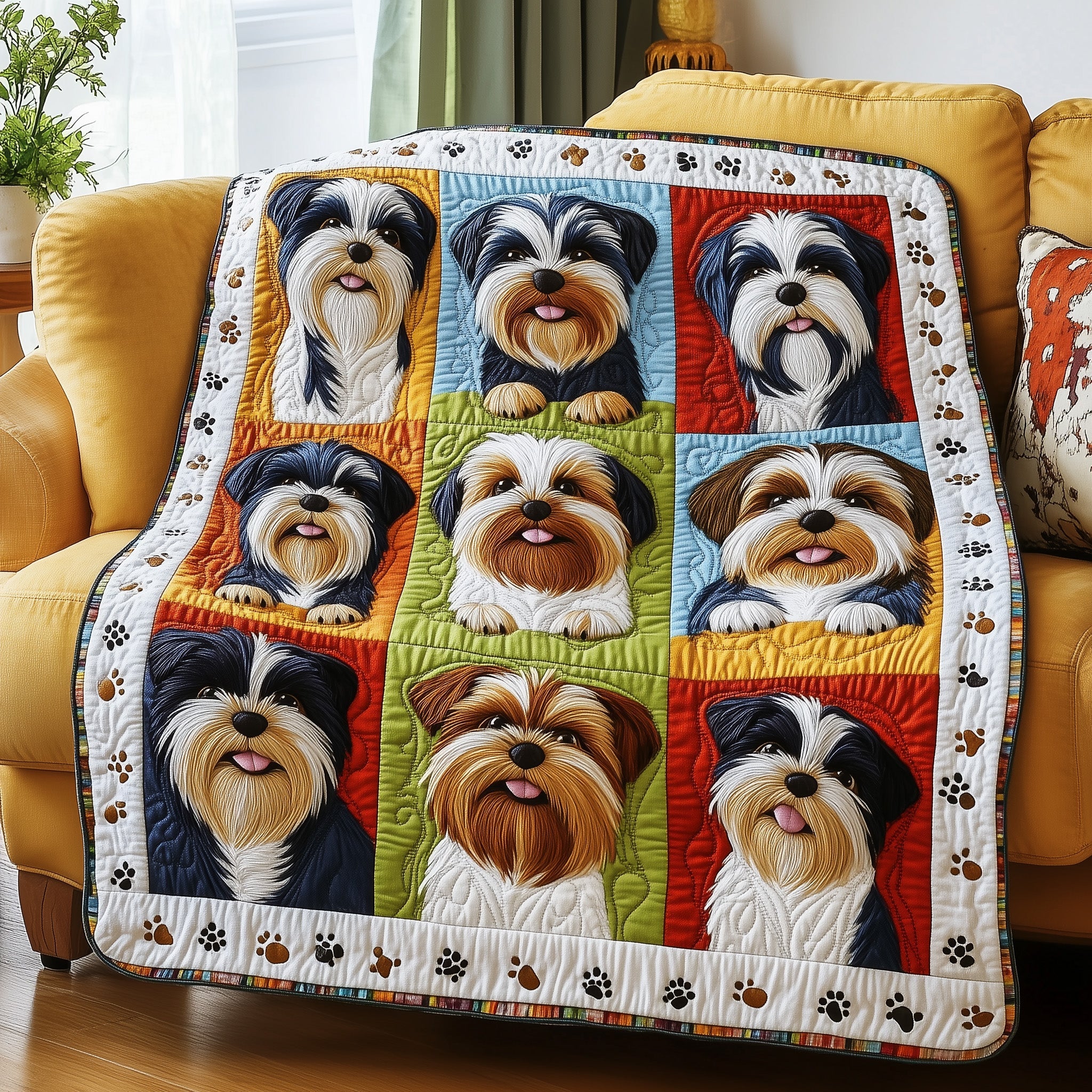 Shih Tzu Quilted Blanket Nice Throw BlanketAwesome Gifts For Dog Lovers