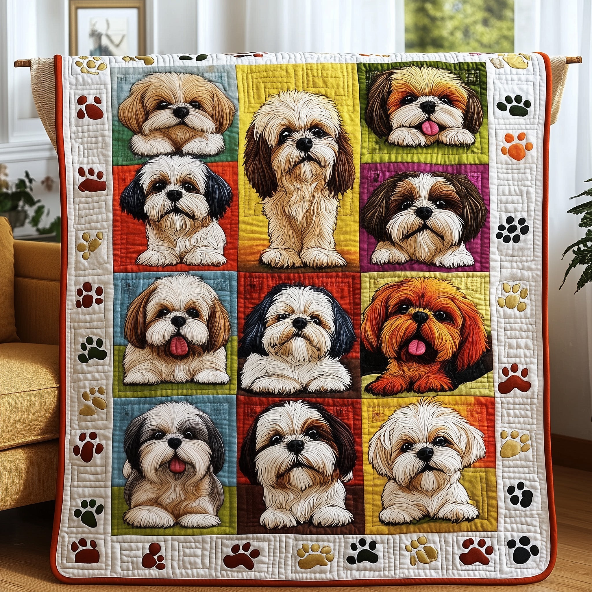 Shih Tzu Quilted Blanket Nice Throw BlanketGift For Dog Lover Woman