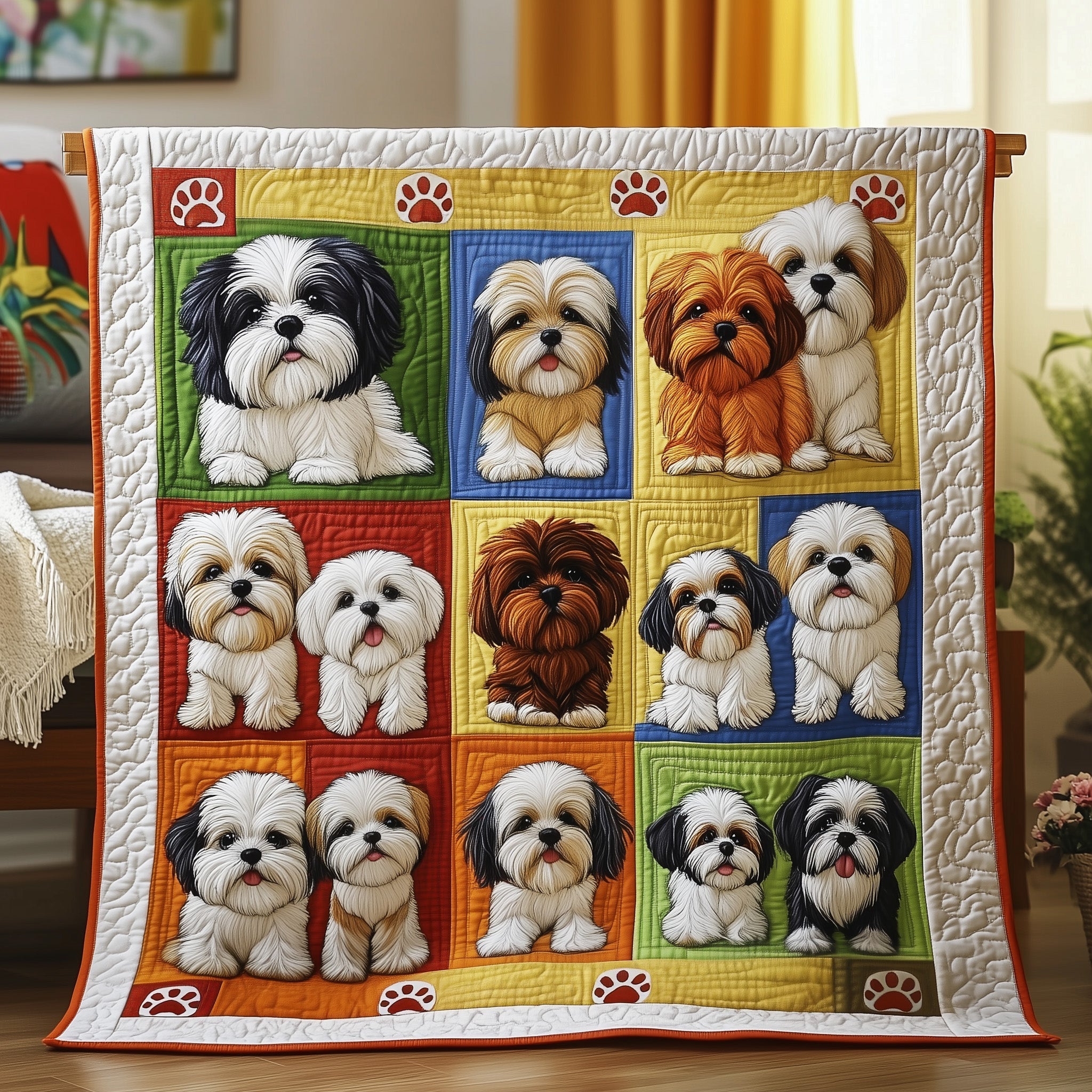 Shih Tzu Quilted Blanket Nice Throw BlanketGreat Gifts For Pet Lovers