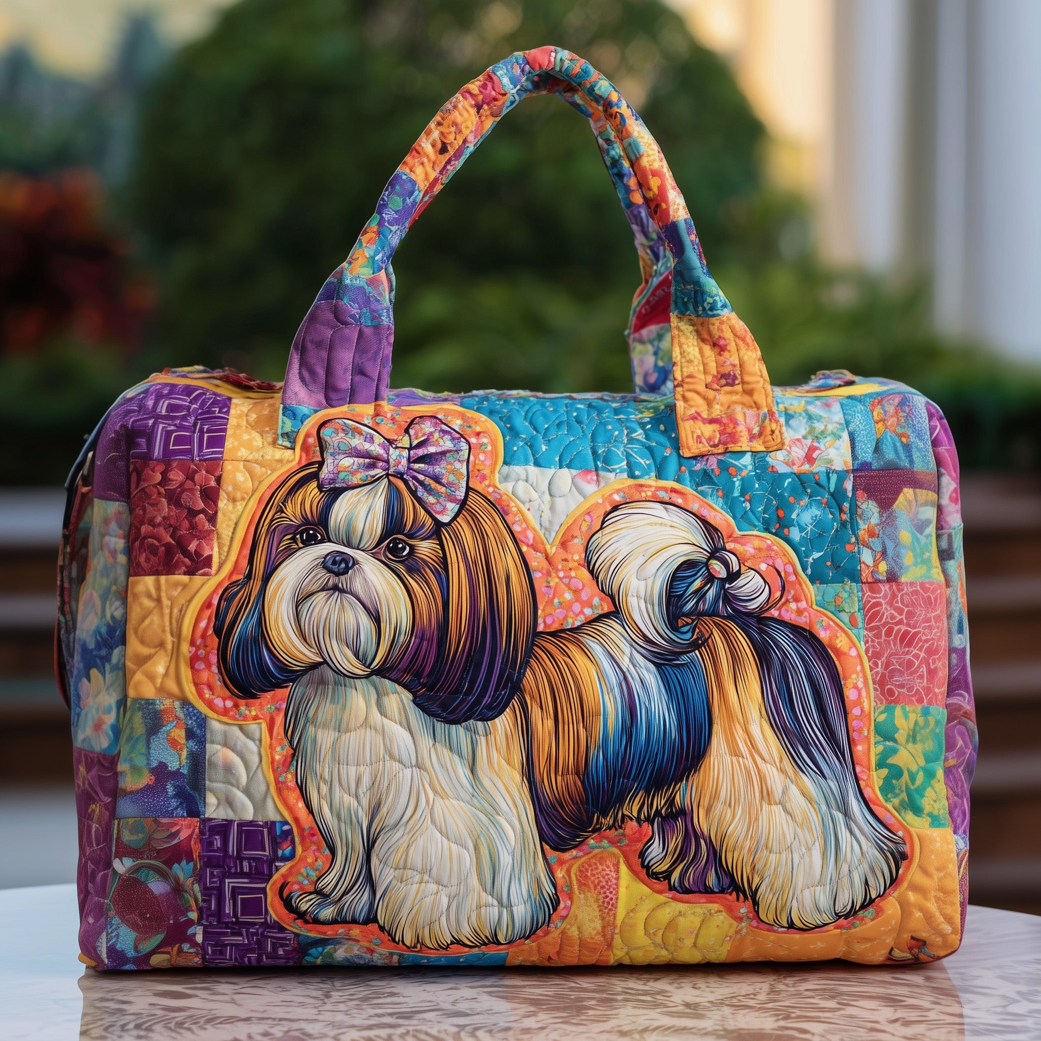Shih Tzu Quilted Duffle Bag Easy To Clean Surface