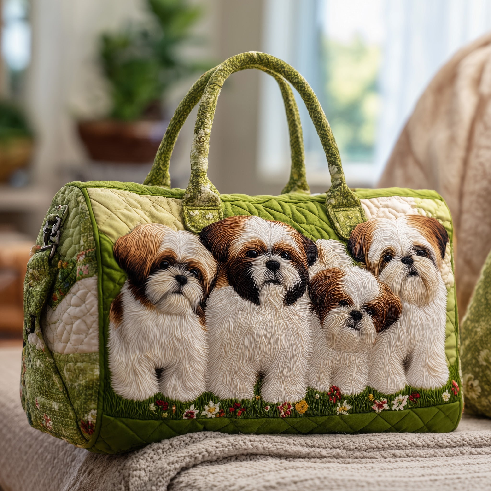Shih Tzu Quilted Duffle Bag Independence Day Gift Idea