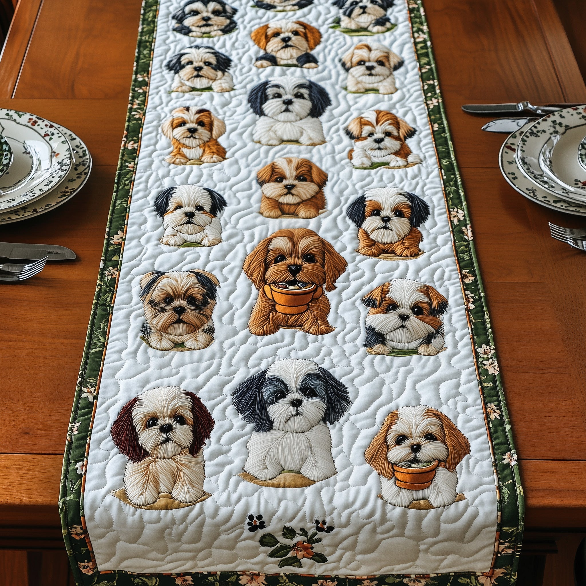 Shih Tzu Quilted Table Runner Christmas Table Runner Gift Idea