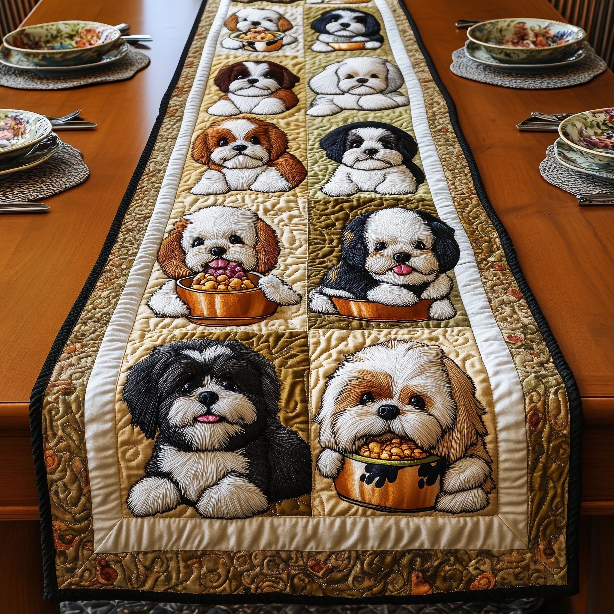 Shih Tzu Quilted Table Runner Festive Table Runner for Dining Table(1)
