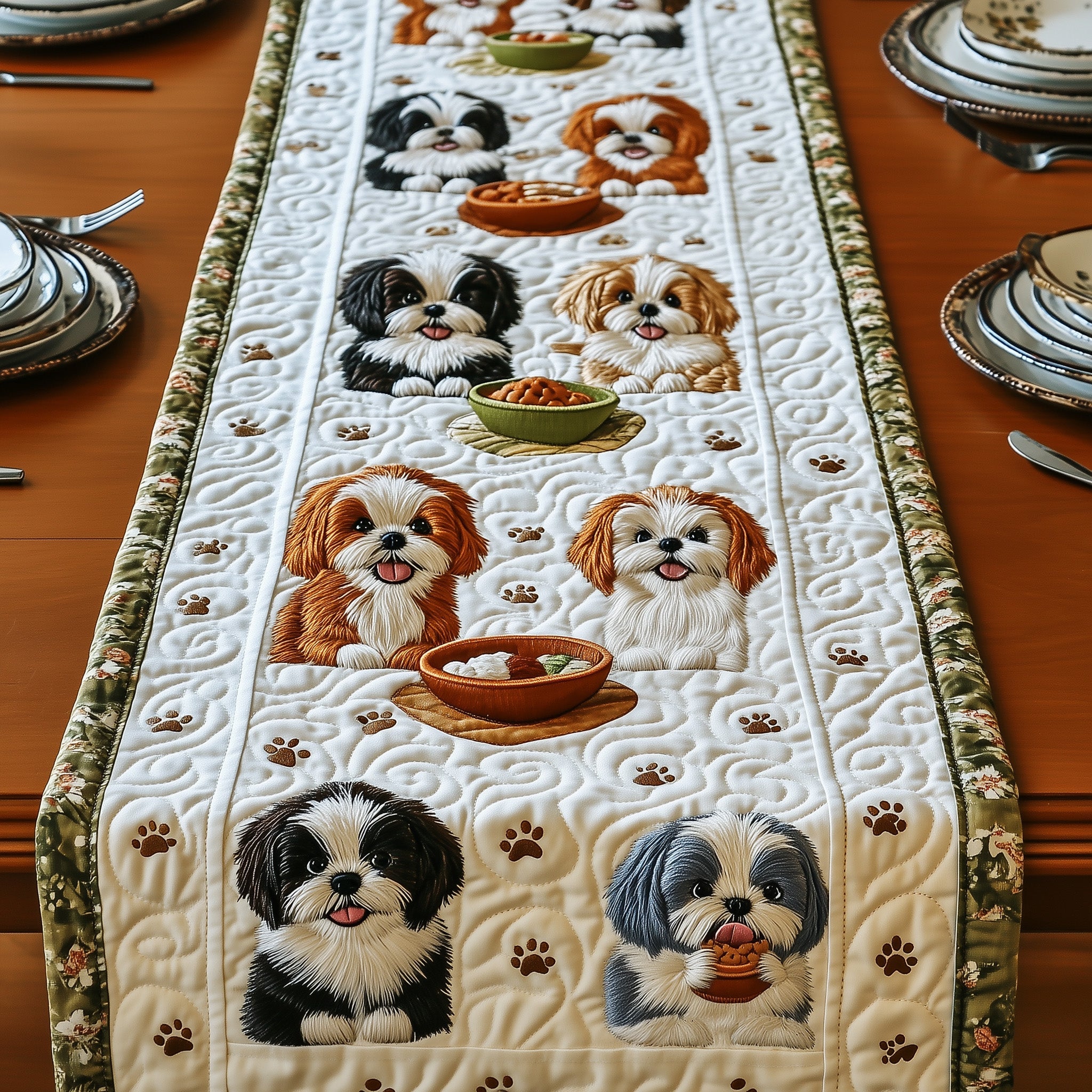 Shih Tzu Quilted Table Runner Holiday Table Runner Gift Idea
