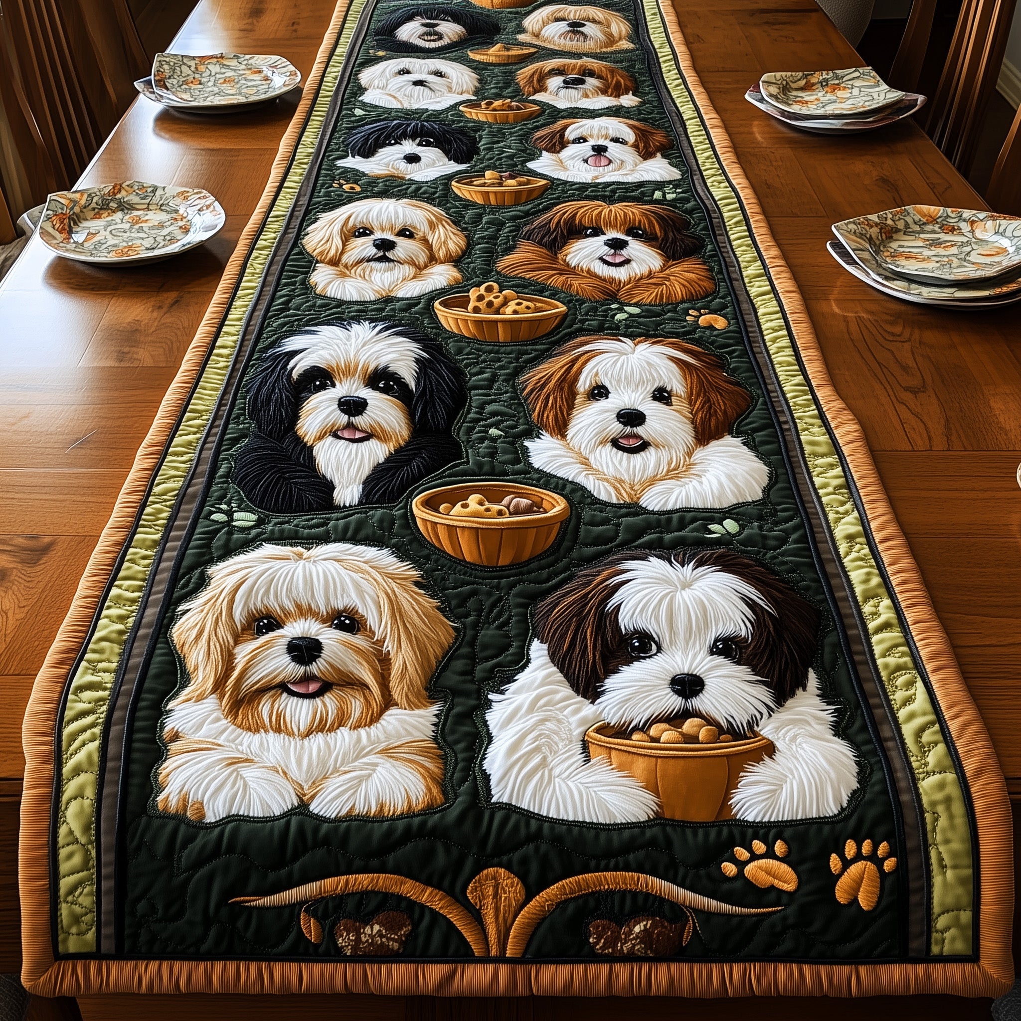 Shih Tzu Quilted Table Runner Seasonal Table Runner for Holidays(1)