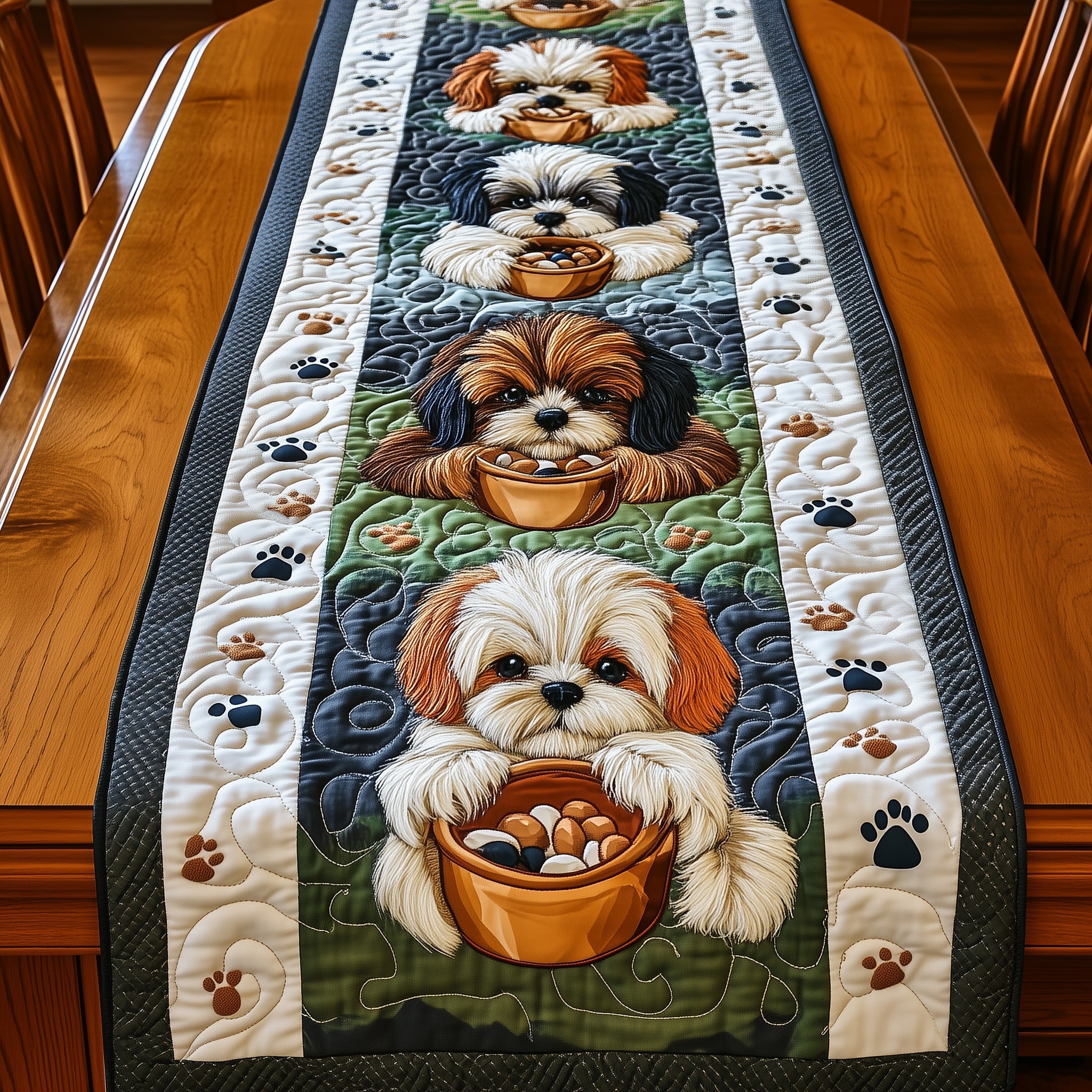 Shih Tzu Quilted Table Runner Special Occasion Table Runner Gift(1)