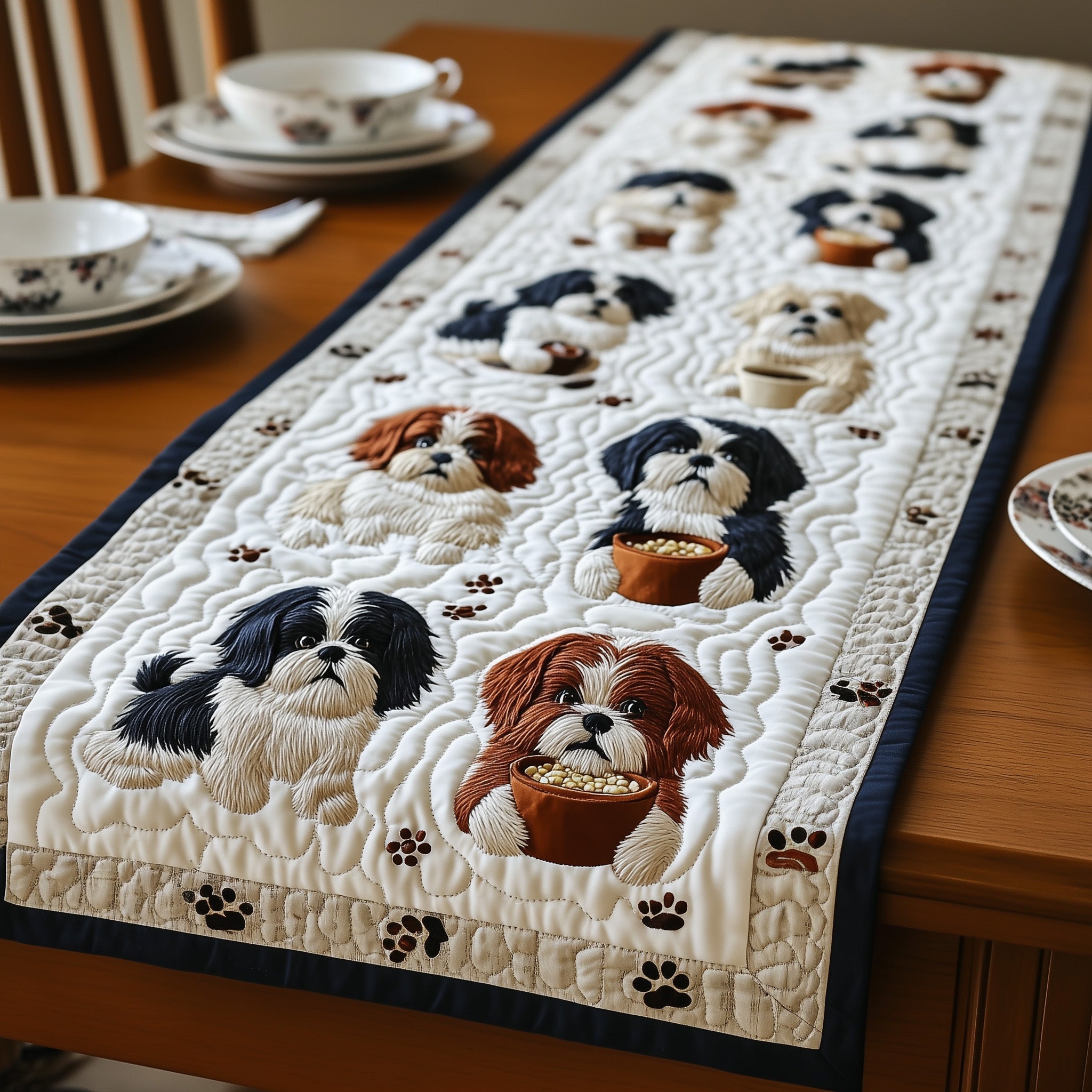 Shih Tzu Quilted Table Runner Special Occasion Table Runner Gift