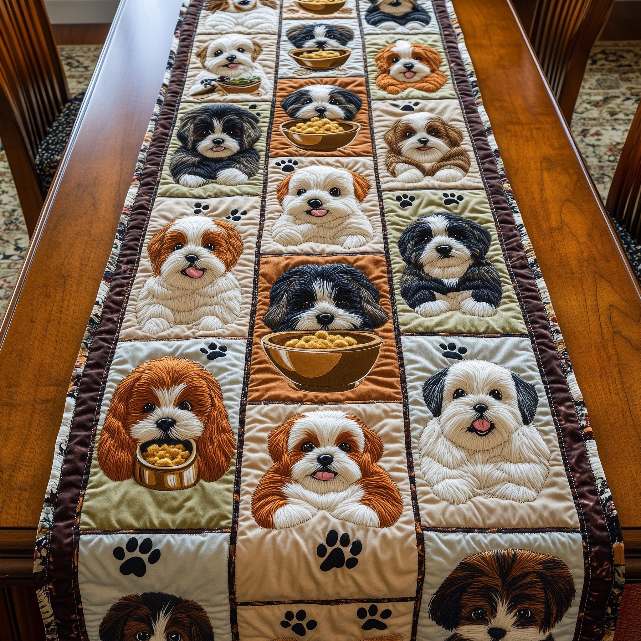 Shih Tzu Quilted Table Runner Table Runner for Christmas Decor