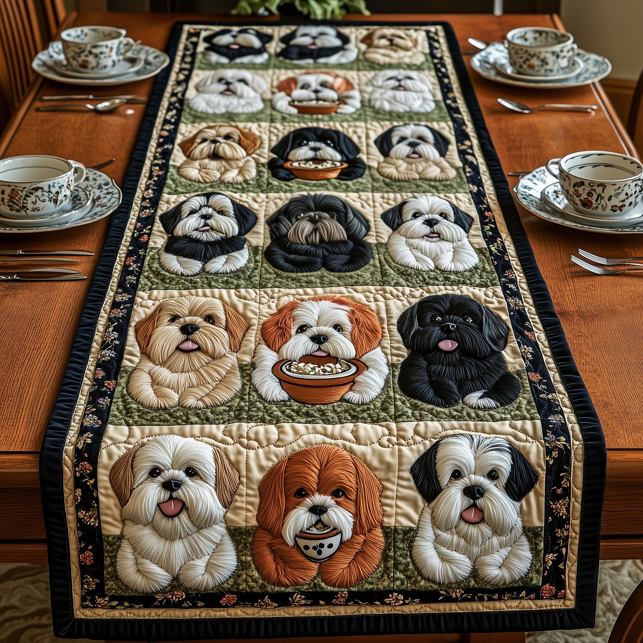 Shih Tzu Quilted Table Runner Table Runner for Holiday Gatherings