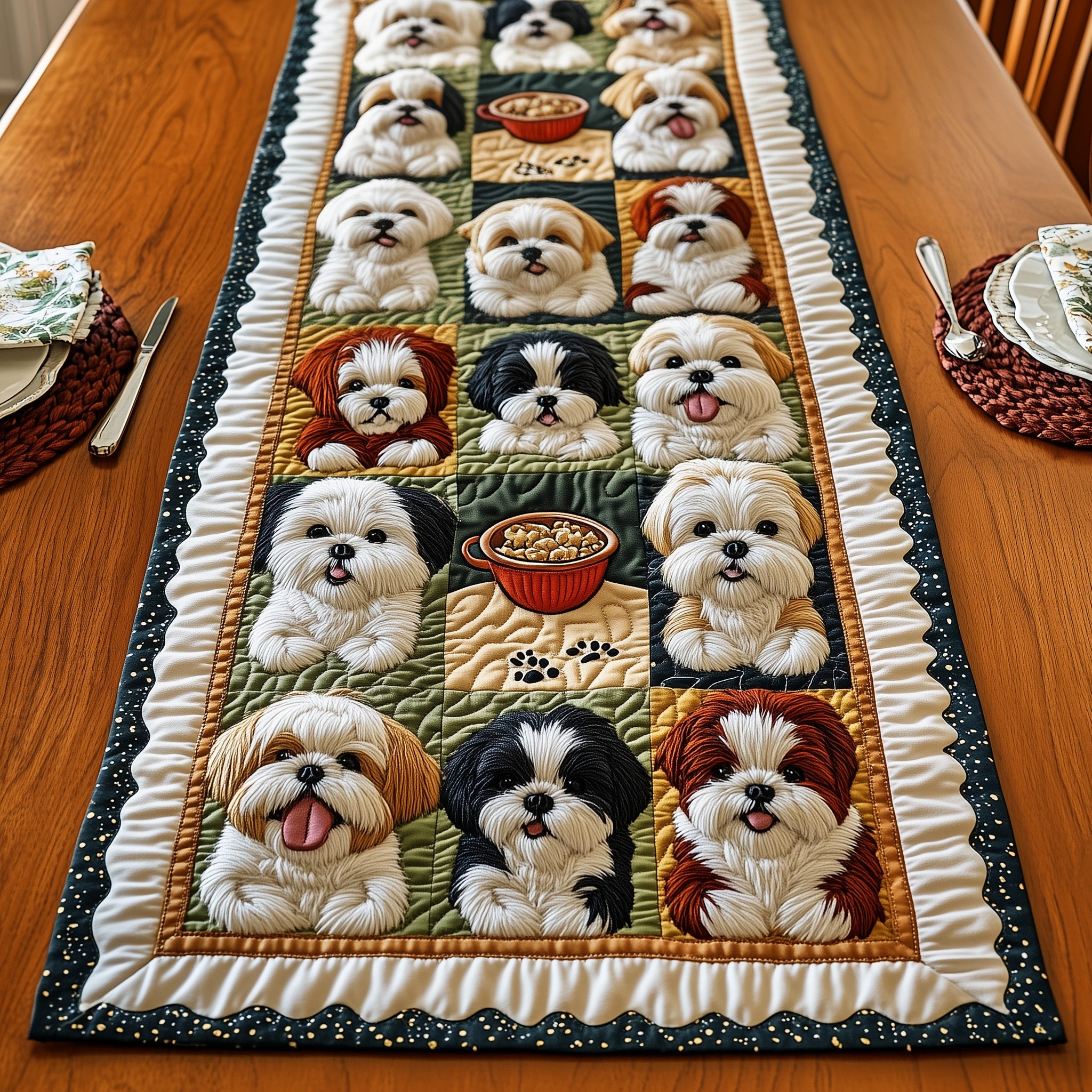 Shih Tzu Quilted Table Runner Table Runner Gift for Holiday Season(1)