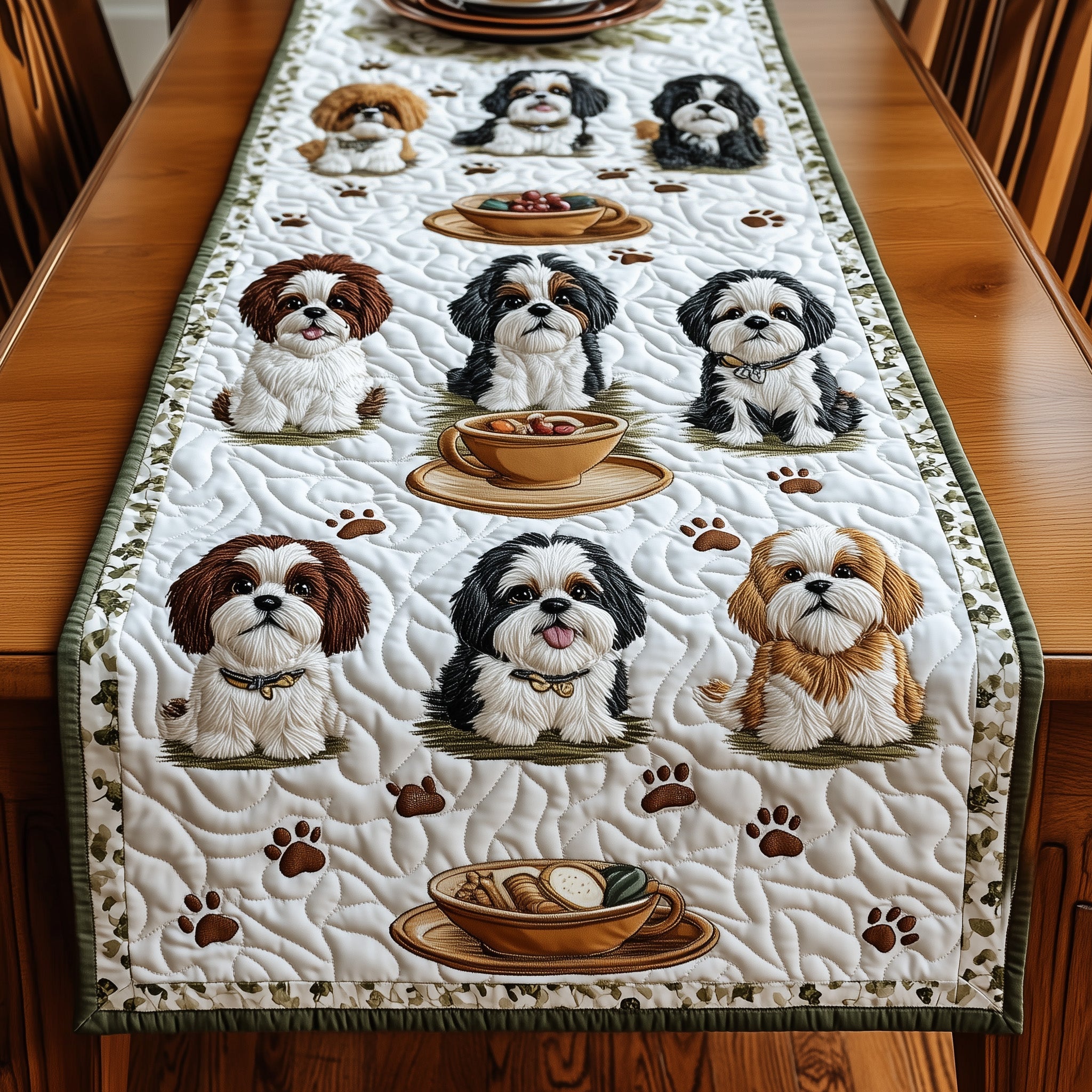 Shih Tzu Quilted Table Runner Table Runner Gift for Holiday Season