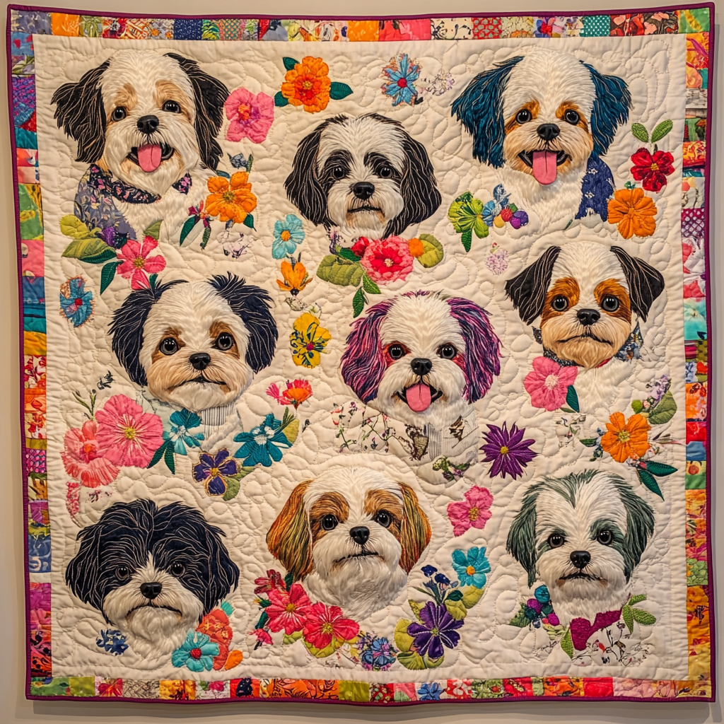 Shih Tzu Serenity Quilted Blanket Gifts For Pet Owners