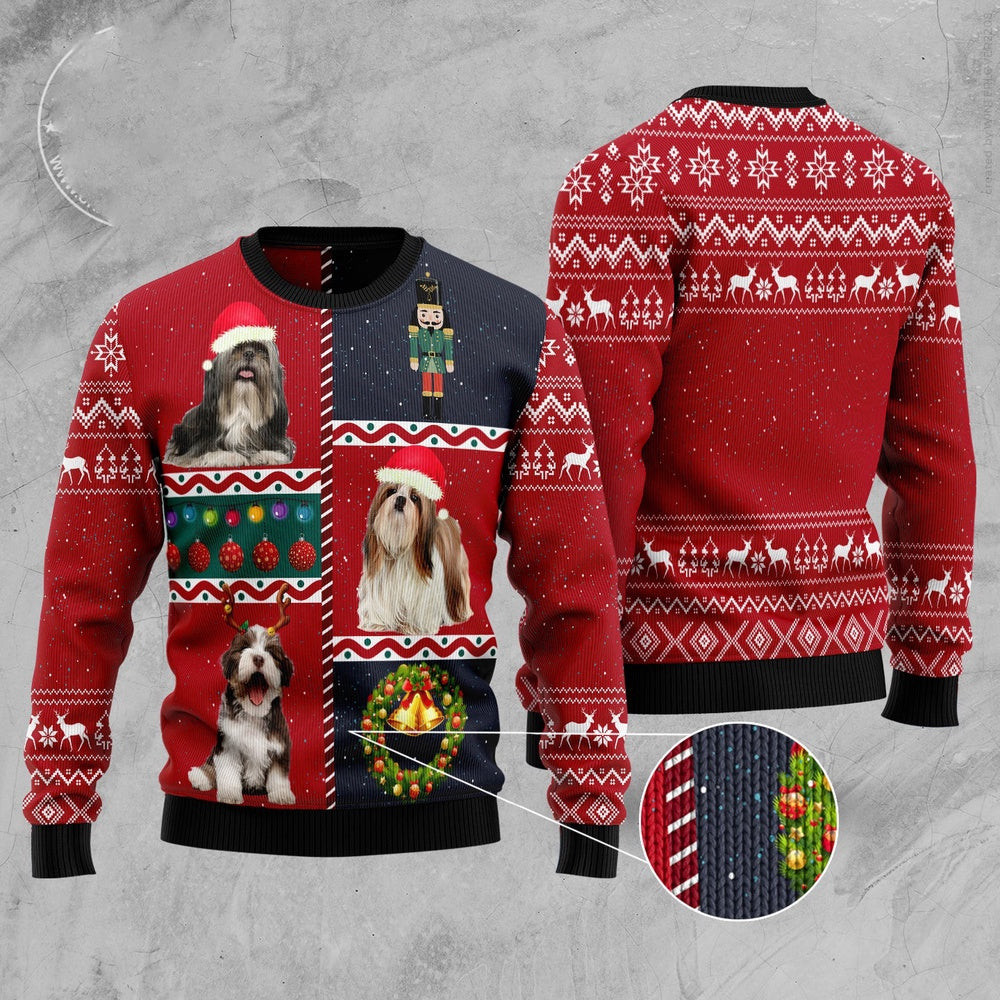 Shih Tzu Vintage Ugly Christmas Sweater Funny Ugly Christmas Sweater Cool Christmas Gifts