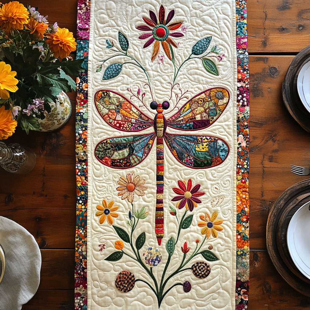 Shimmer Sky Quilted Table Runner Dining Table Decor Ideas Novelty Dragonfly Gifts