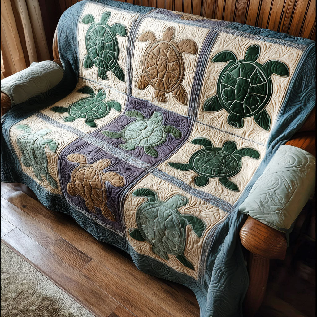 Shimmer Tide Quilted Sofa Cover Seat Covers For Couches Gifts For Sea Turtle Lovers