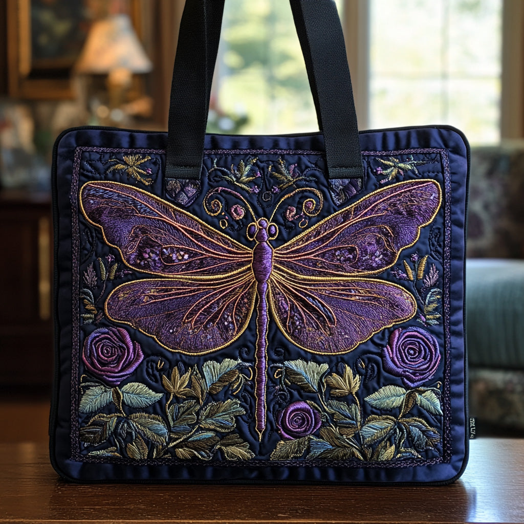 Shimmering Flight Quilted Tote Bag Novelty Dragonfly Gifts