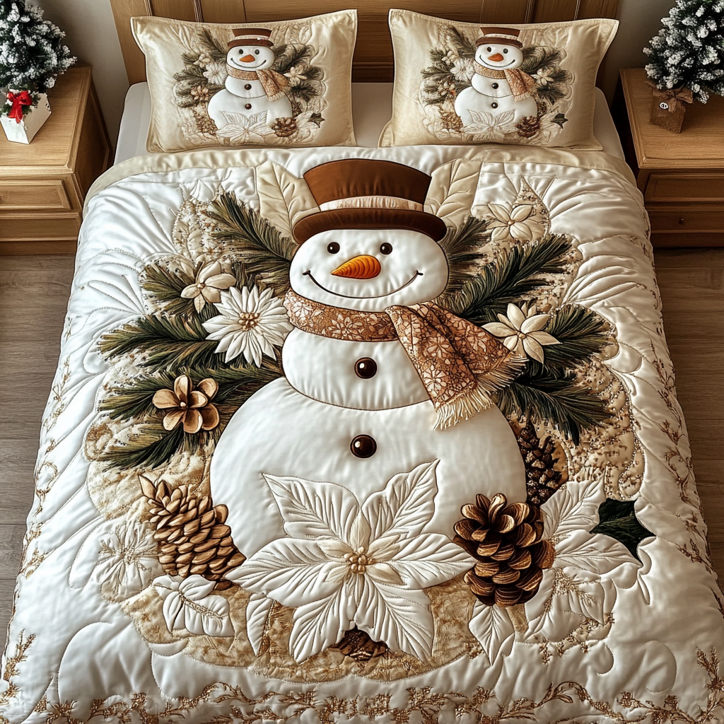 Shimmering Tranquility Quilted Bedding Set Christmas Comforter Xmas Gifts For Daughters