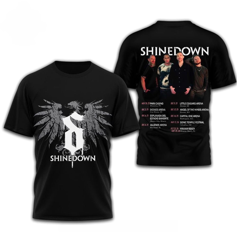 Shinedown Tour 2026 T-Shirt Shinedown Merch Gifts For Rock Band Fans