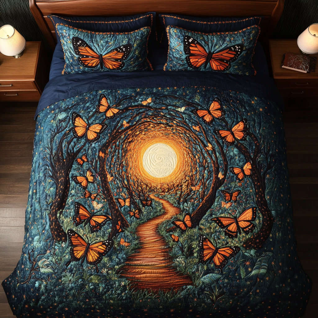 Shining Butterfly Quilted Bedding Set Bed Room Decoration Butterfly Gifts For Girlfriend