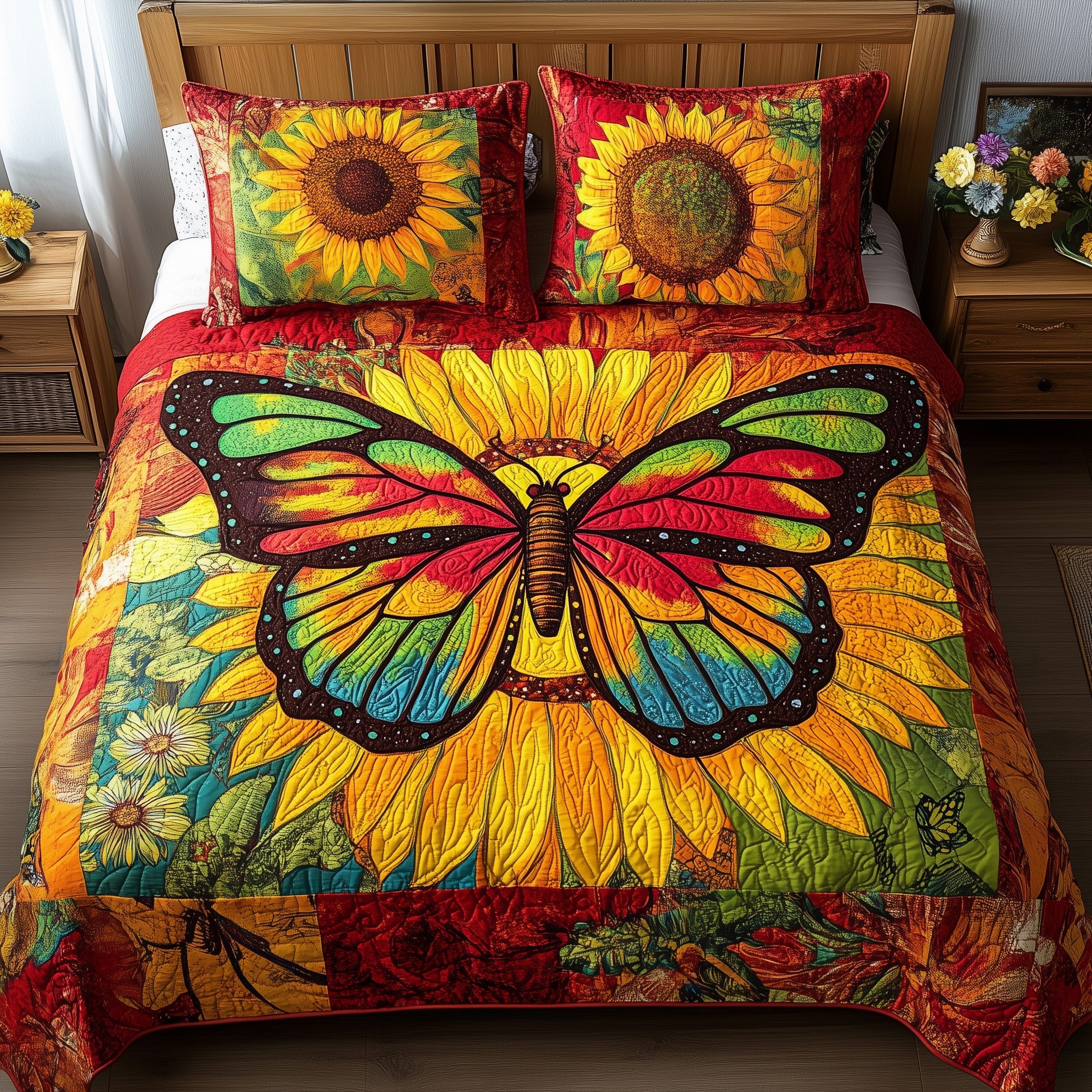 Shining Butterfly Quilted Bedding Set Duvet Cover Merchandise Butterfly Gifts For Girl