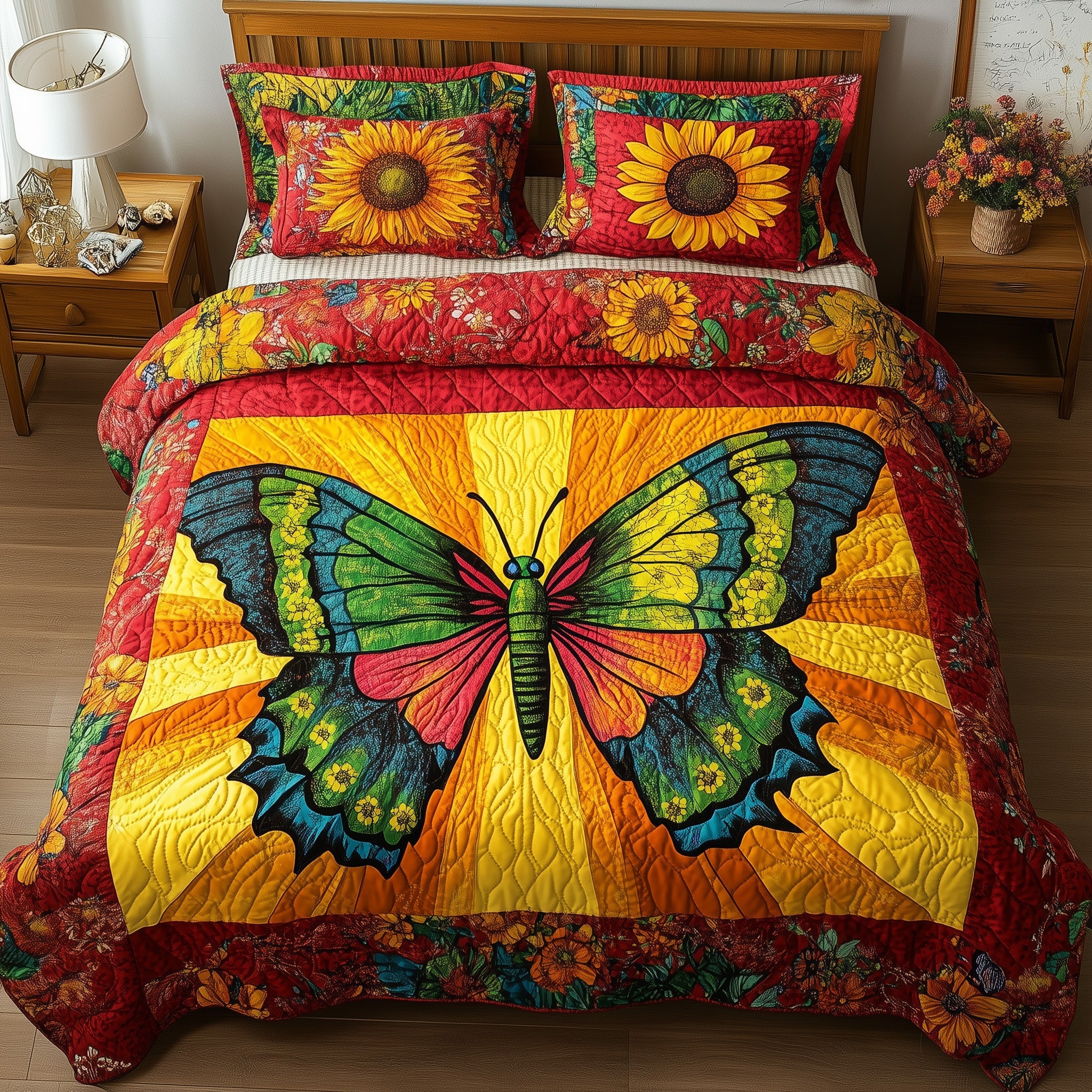 Shining Butterfly Quilted Bedding Set Duvet Cover Merchandise Butterfly Themed Gift Items