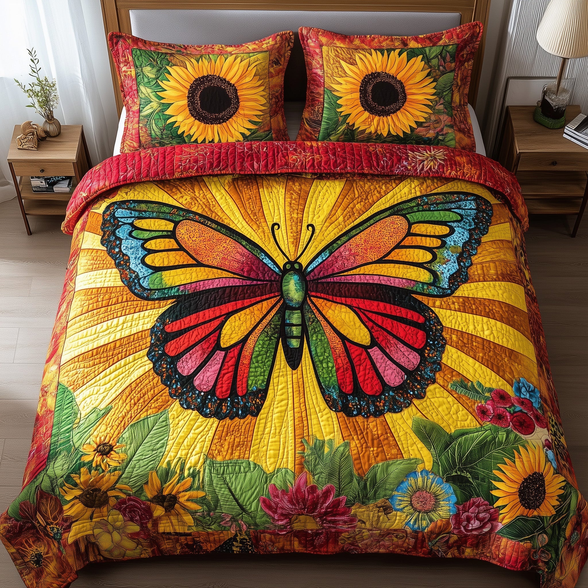 Shining Butterfly Quilted Bedding Set Duvet Cover Merchandise Cute Butterfly Lover Ideas For Gifts