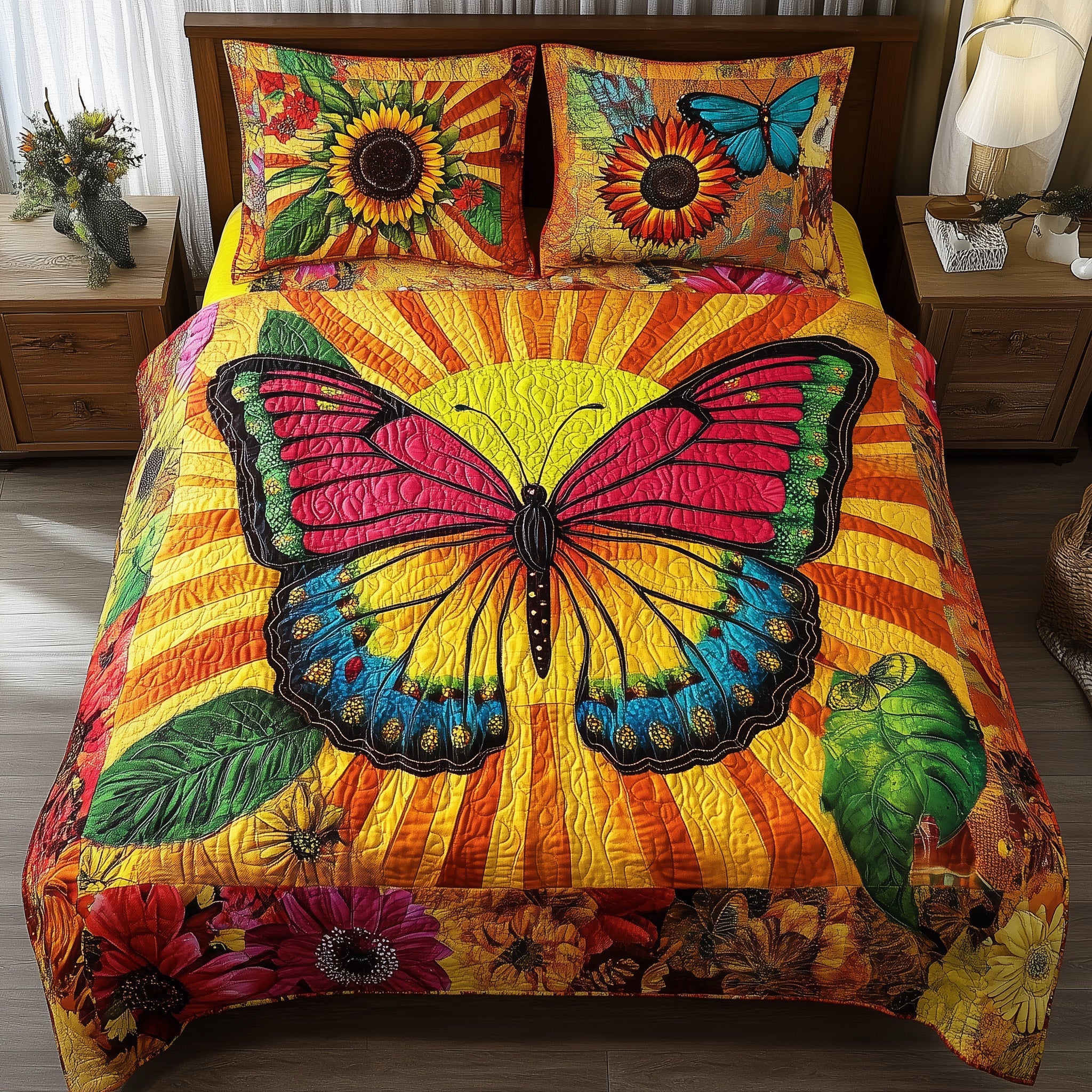 Shining Butterfly Quilted Bedding Set Duvet Cover Merchandise Great Butterfly Lover Gift Ideas