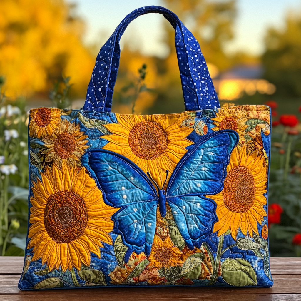 Shining Butterfly Quilted Tote Bag Butterfly Presents