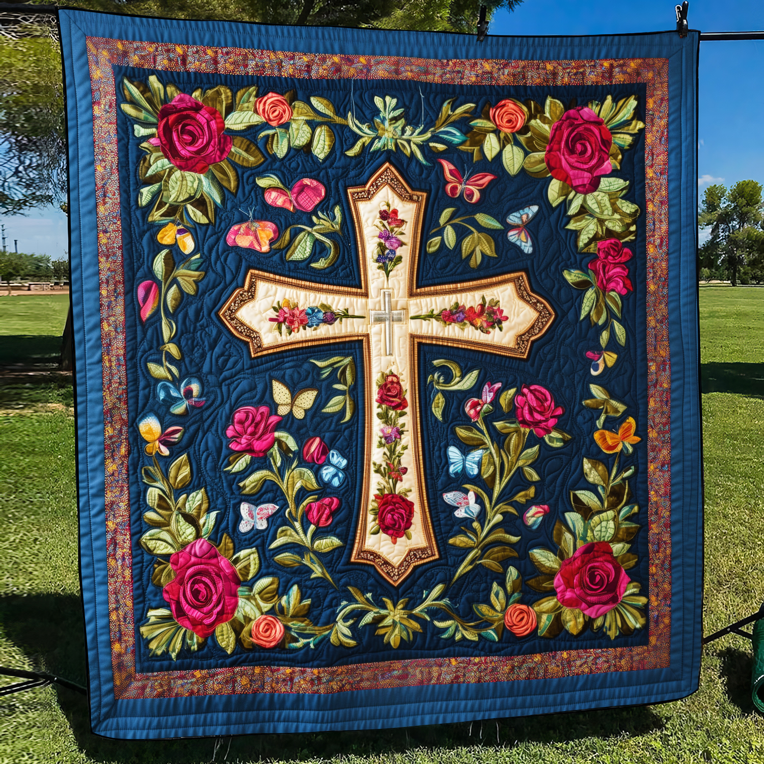 Shining Cross Quilted Blanket Unique Christian Gifts