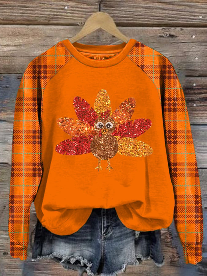 Shining Turkey Thanksgiving Sweatshirt Happy Thanksgiving Apparel Presents For Turkey Fans