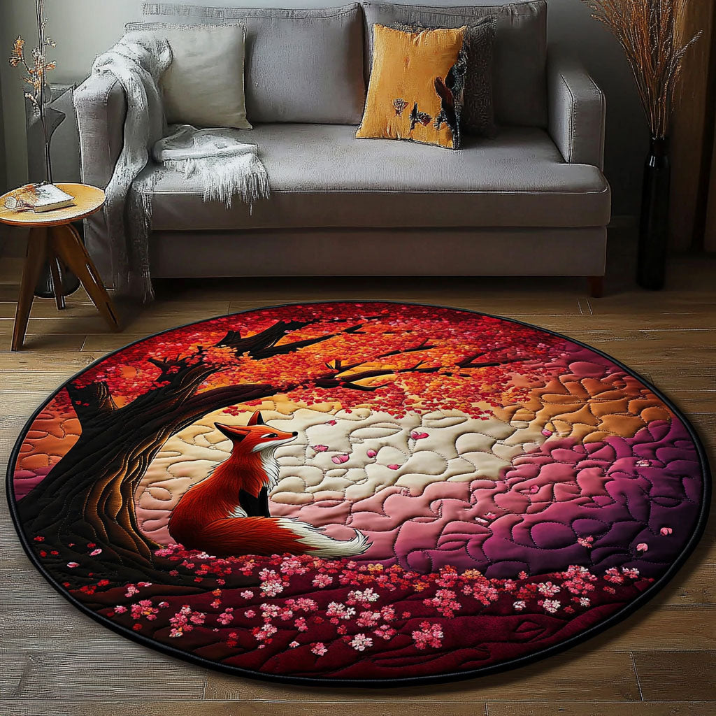 Shinto Flame Quilted Round Mat Entryway Decor Fox Father's Day Gifts