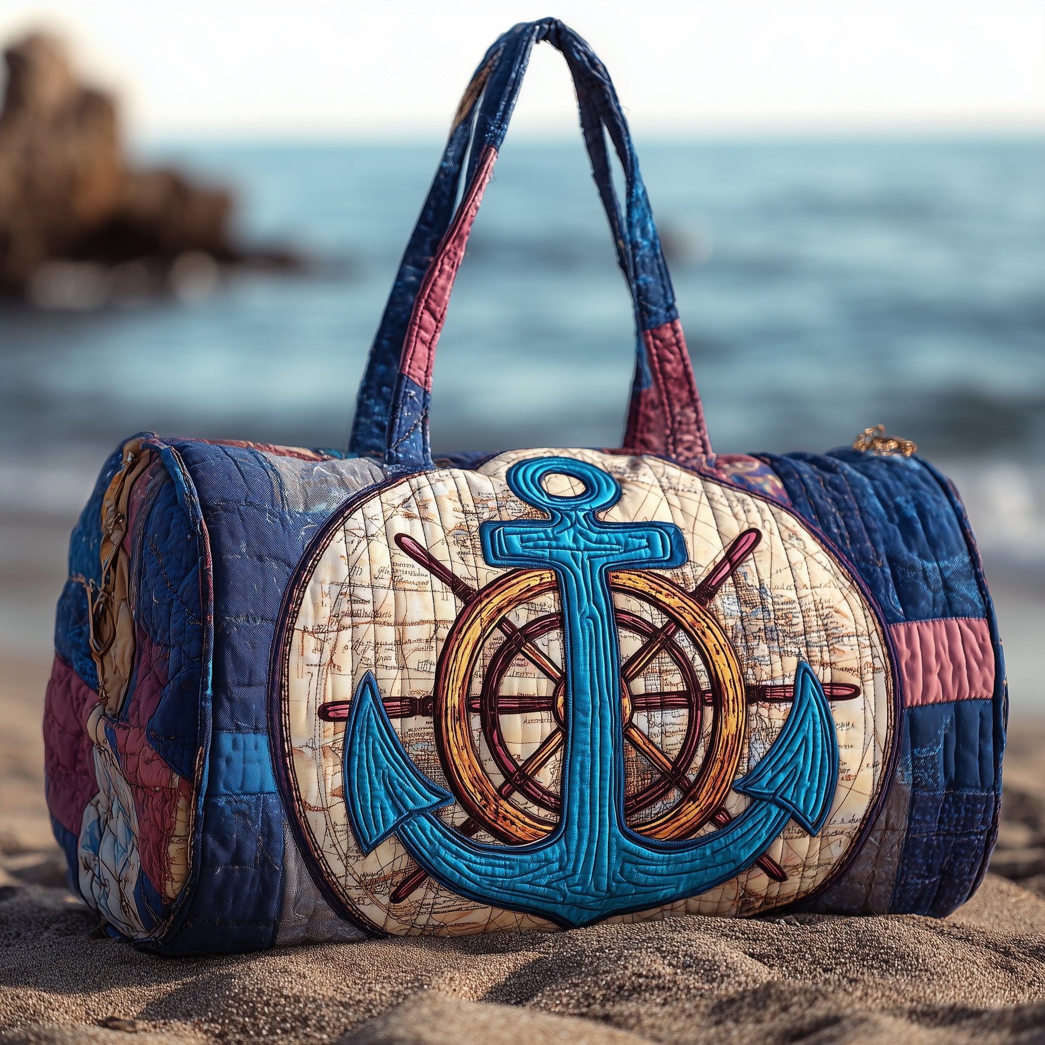 Ship Wheel Anchor Quilted Duffle Bag Back To School Essential