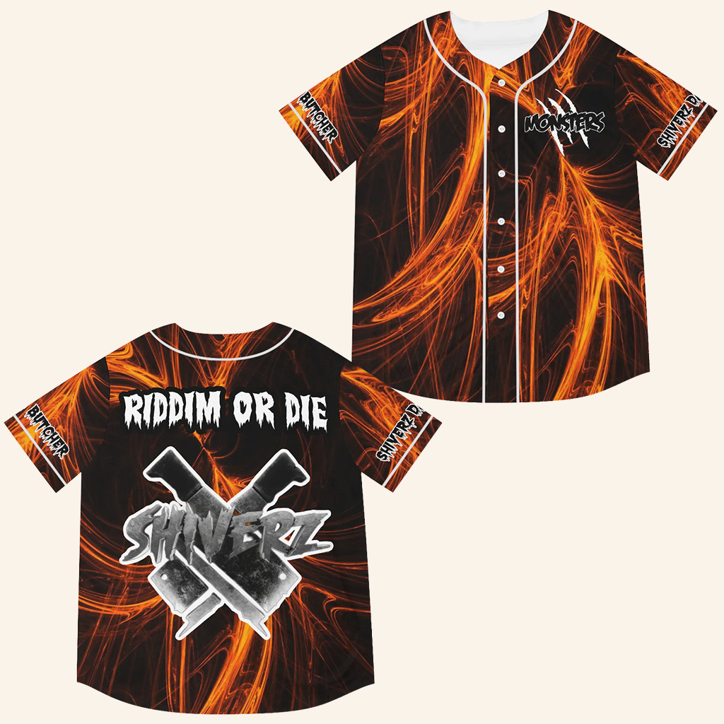 SHIVERZ DA BUTCHER Riddim Or Die Baseball Jersey DUBSTEP Riddim DJ Jersey EDC EDM Merch