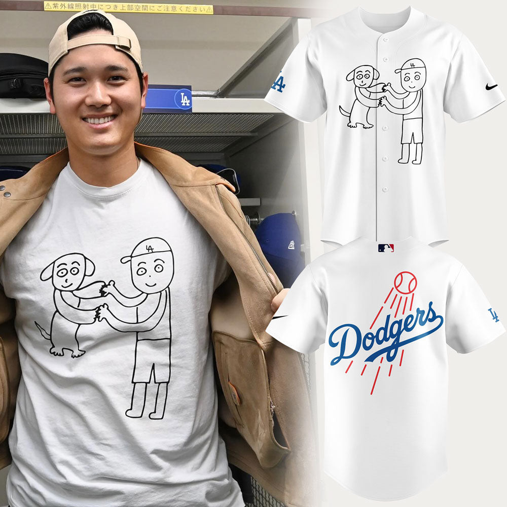Shohei Ohtani And Decopin Los Angeles Dodgers Baseball Jersey Cool Baseball Gifts