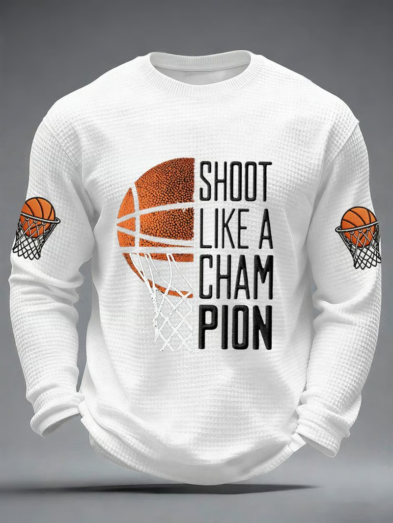 Shoot Like A Champion Long Sleeve Shirt March Madness Basketball Fan Gear Best Gift For Hoops Fans